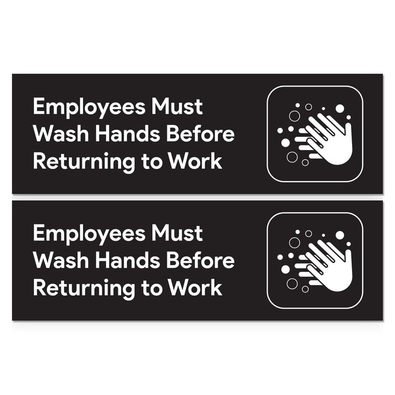 Sutter Signs 2pcs Employees Must Wash Hands Sign Stickers | Employee Handwashing Signs for Restaurant Commercial Bathroom | Water Resistant Vinyl Self Adhesive Decals, 8.5" x 2.75" - Image 1
